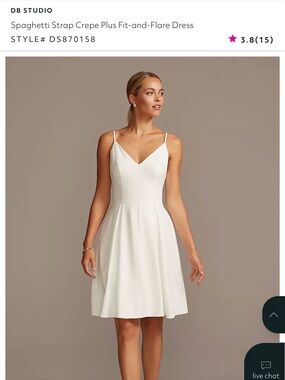 David’s Bridal Spaghetti Strap Crepe Plus Fit-and-Flare Dress